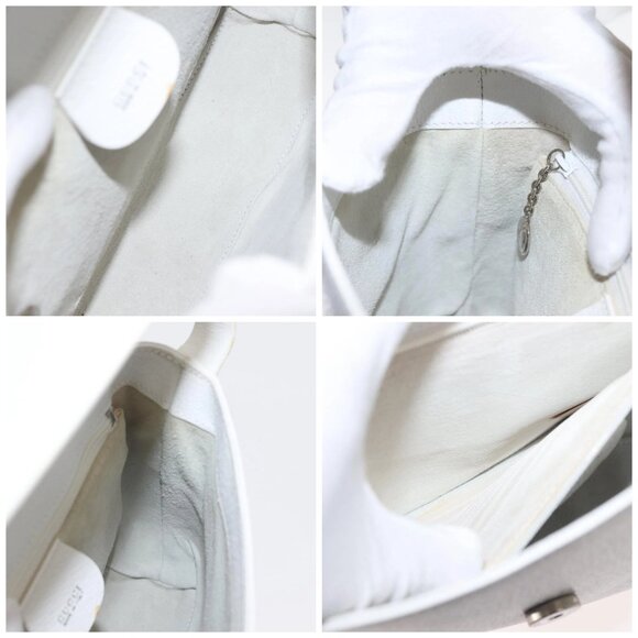 GUCCI Shoulder Bag Leather White Silver 001 1998 1767 Auth BA5637 - Picture 16 of 16